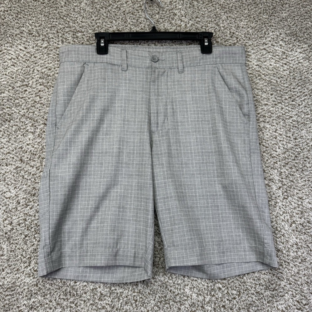 V46 Golf Shorts Men's Size 34Gray Plaid Performance 4 Way Stretch Lightweight